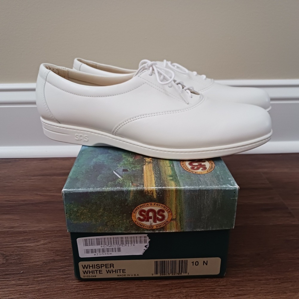 SAS Whisper White Leather Comfort Oxfords Shoes Womens 10 N Narrow 0102-049 USA